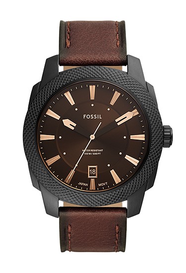 Machine 49mm Three-Hand Date Dark Brown LiteHide? Leather Watch