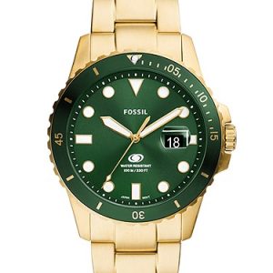 Fossil Blue Dive 42mm Three-Hand Date Gold-Tone Stainless Steel Watch