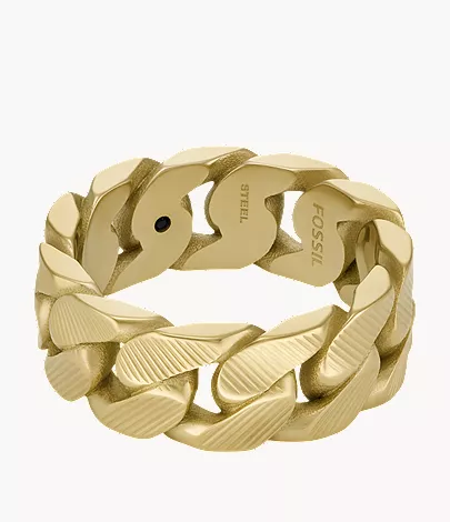 Harlow Linear Texture Chain Gold-Tone Stainless Steel Band Ring - Image 2