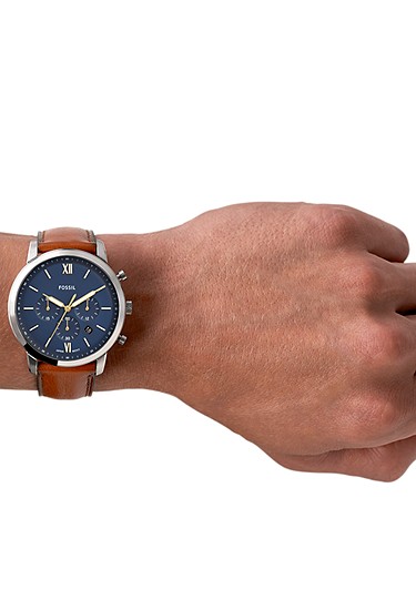 Neutra 44mm Chronograph Brown Leather Watch - Image 2