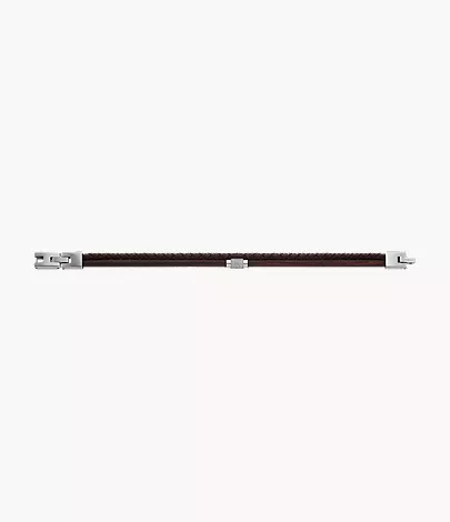 Machine Knurled Texture Brown Leather Multi-Strand Bracelet - Image 4