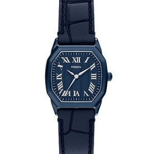 Harlow 27mm Three-Hand Navy Leather Watch