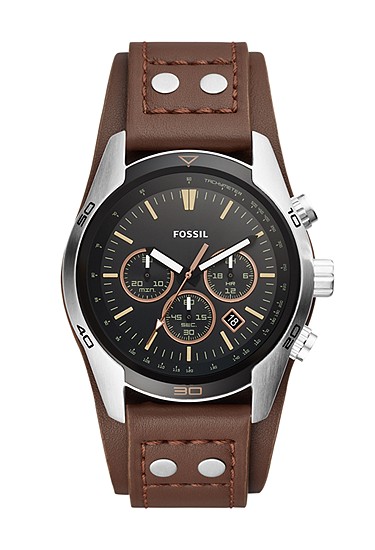Coachman 44mm Chronograph Brown Leather Watch