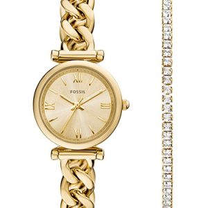 Carlie Mini 28mm Three-Hand Gold-Tone Stainless Steel Watch and Bracelet Set