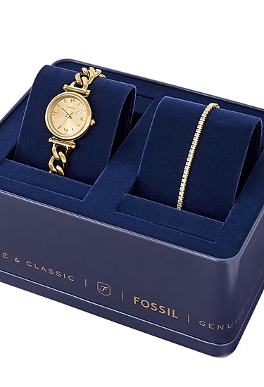 Carlie Mini 28mm Three-Hand Gold-Tone Stainless Steel Watch and Bracelet Set - Image 6