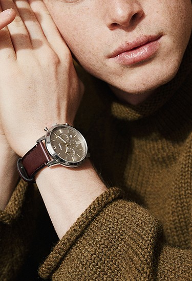 Neutra 44mm Chronograph Brown Leather Watch - Image 2