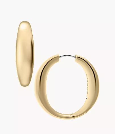 Ellis Domed Collection Large Gold-Tone Stainless Steel Hoop Earrings