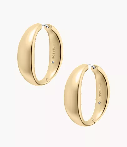 Ellis Domed Collection Large Gold-Tone Stainless Steel Hoop Earrings - Image 4