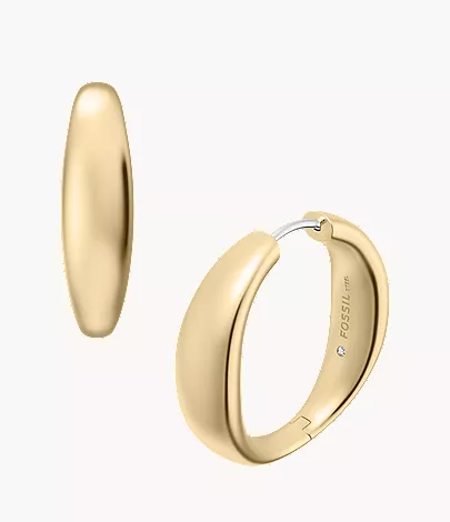 Ellis Domed Collection Large Gold-Tone Stainless Steel Hoop Earrings - Image 5