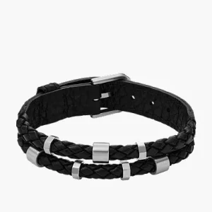 Leather Essentials Black Leather Strap Bracelet