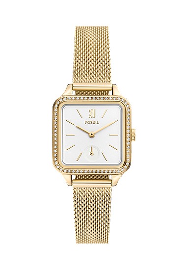 Colleen 28mm Three-Hand Gold-Tone Stainless Steel Mesh Watch