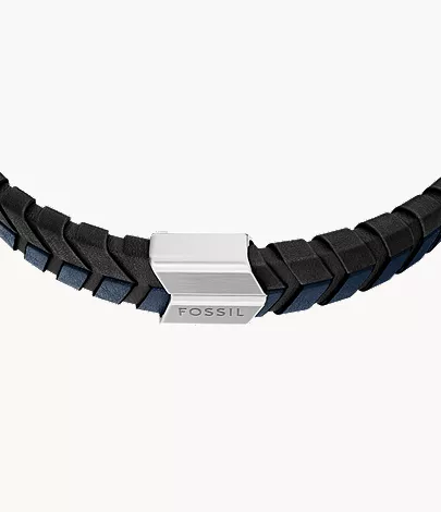Woven Blue and Black Leather Bracelet - Image 3