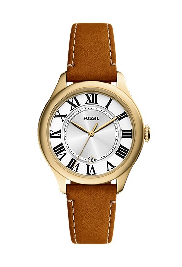 Gilmore 38mm Three-Hand Date Medium Brown Leather Watch