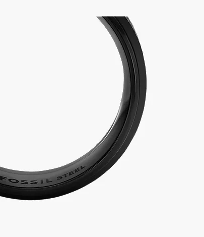 Machine Knurled Texture Black Stainless Steel Band Ring - Image 5