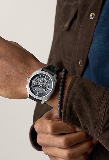 Machine 44mm Chronograph Black Silicone Watch and Bracelet Set - Image 2