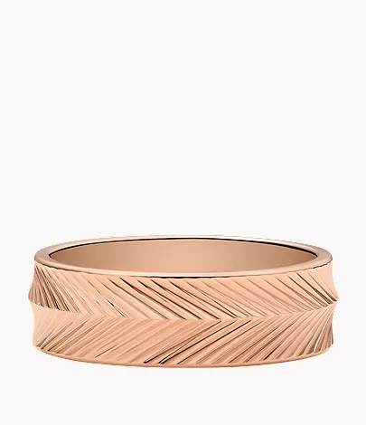 Harlow Linear Texture Rose Gold-Tone Stainless Steel Band Ring