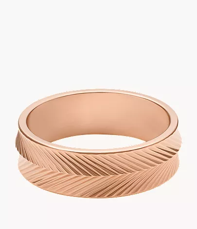 Harlow Linear Texture Rose Gold-Tone Stainless Steel Band Ring - Image 2