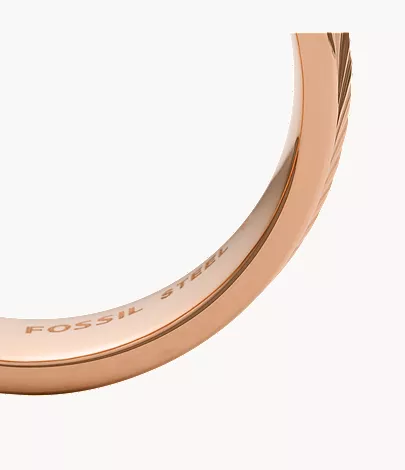 Harlow Linear Texture Rose Gold-Tone Stainless Steel Band Ring - Image 4