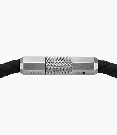 Machine Knurled Texture Black Silicone Station Bracelet - Image 4