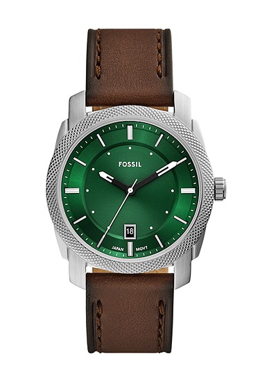 Machine 42mm Three-Hand Date Brown Leather Watch