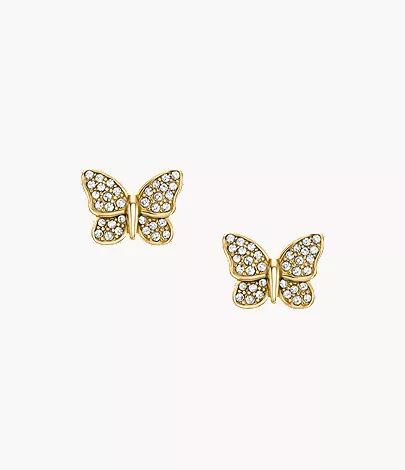 Sutton Pav?? Butterfly Gold-Tone Stainless Steel Stud Earrings