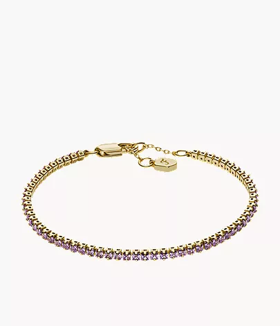 Ellis Pav?? Glitz Amethyst Color Gold-Tone Brass Tennis Chain Bracelet