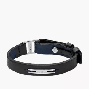 Machine Rugged Midnight Blue and Black Leather Strap Bracelet