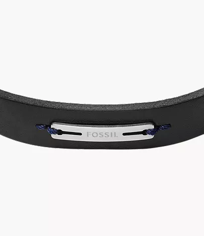 Machine Rugged Midnight Blue and Black Leather Strap Bracelet - Image 3