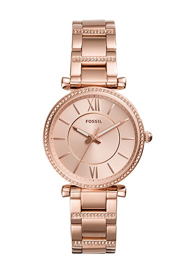Carlie 35mm Three-Hand Rose Gold-Tone Stainless Steel Watch