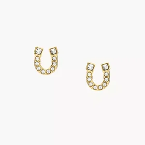 Sutton Horseshoe Gold-Tone Stainless Steel Stud Earrings