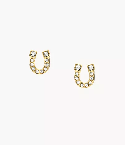 Sutton Horseshoe Gold-Tone Stainless Steel Stud Earrings