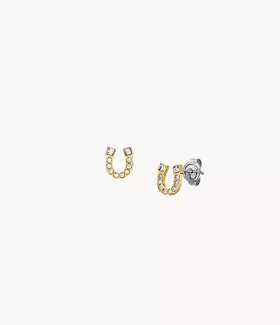 Sutton Horseshoe Gold-Tone Stainless Steel Stud Earrings - Image 3