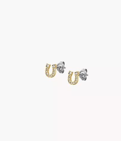 Sutton Horseshoe Gold-Tone Stainless Steel Stud Earrings - Image 4
