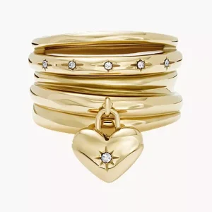 Sadie All My Love Gold-Tone Stainless Steel Heart Prestack Ring