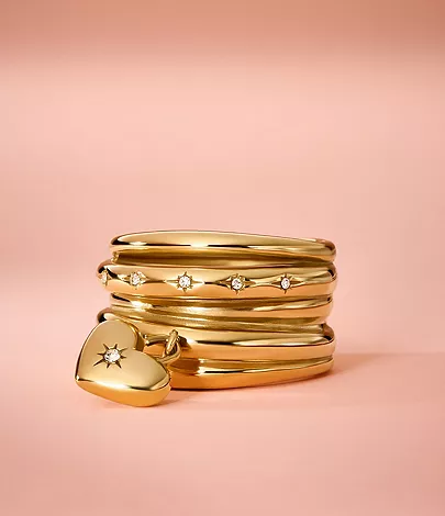 Sadie All My Love Gold-Tone Stainless Steel Heart Prestack Ring - Image 6
