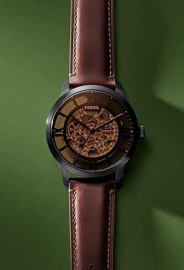 Townsman 44mm Automatic Dark Brown Leather Watch - Image 7