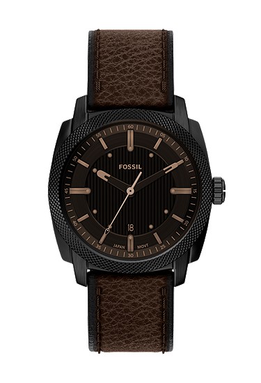 Machine 41mm Three-Hand Date Brown Leather Watch