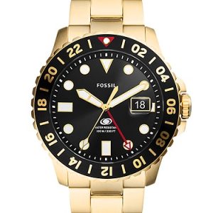 Fossil Blue GMT 46mm Gold-Tone Stainless Steel Watch