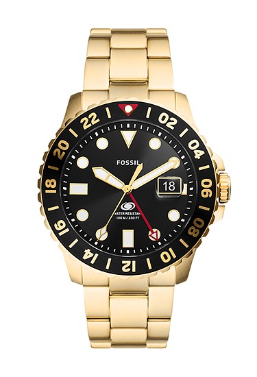 Fossil Blue GMT 46mm Gold-Tone Stainless Steel Watch
