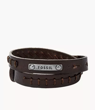 Vintage Casual Brown Double-Wrap Leather Bracelet