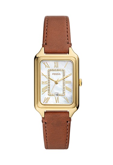 Raquel 26mm Three-Hand Date Medium Brown Leather Watch