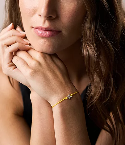 Sutton Mini Moments Yellow Gold-Tone Brass Pav?? Flower Bracelet - Image 2
