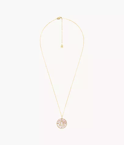 Libra Sutton Zodiac Gold-Tone Stainless Steel Pink Mother-of-Pearl Pendant Necklace - Image 4