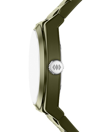 Everett 42mm Three-Hand Olive Silicone Watch - Image 4