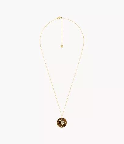 Virgo Sutton Zodiac Gold-Tone Stainless Steel Tiger-s Eye Pendant Necklace - Image 4