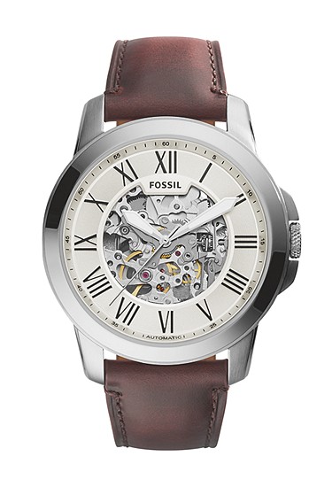 Grant 45mm Automatic Dark Brown Leather Watch