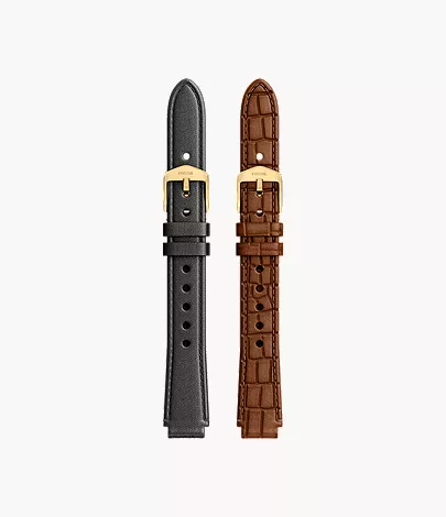 12mm Black And Brown Leather Raquel Strap Set