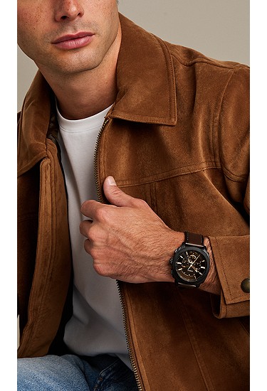 Machine 44mm Chronograph Brown Leather Watch - Image 3