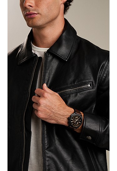 Machine 44mm Chronograph Brown Leather Watch - Image 8