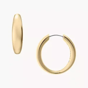 Ellis Domed Collection Medium Gold-Tone Stainless Steel Hoop Earrings